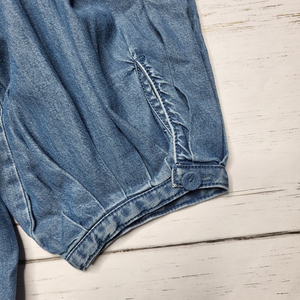 Madewell Denim Jean Puff Sleeve Button Up Top Lightweight Western Small 4 - Picture 8 of 10